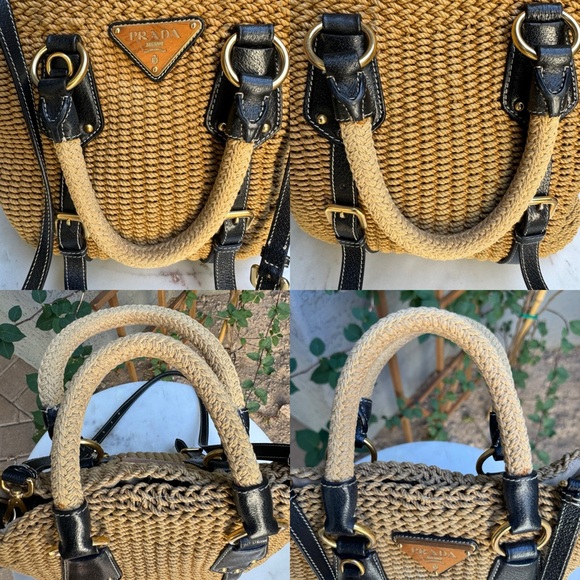 SOLD Prada Leather Trimmed Woven Rope Tote - Picture 7 of 15
